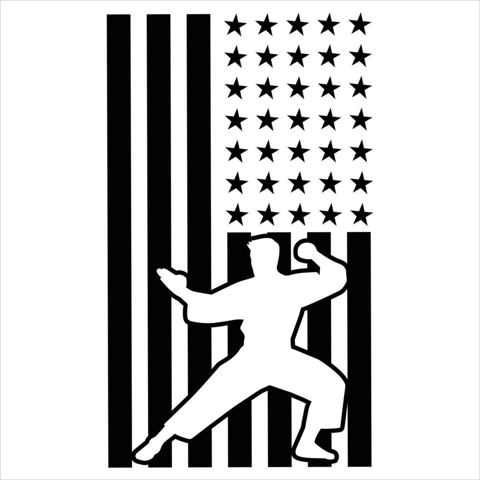US flag Karate artial Arts T-shirt Design vector