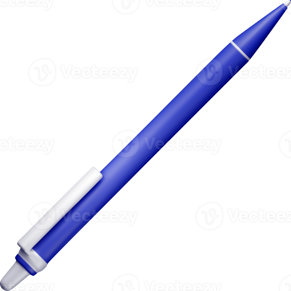 3D detailed blue classic ballpoint pen png