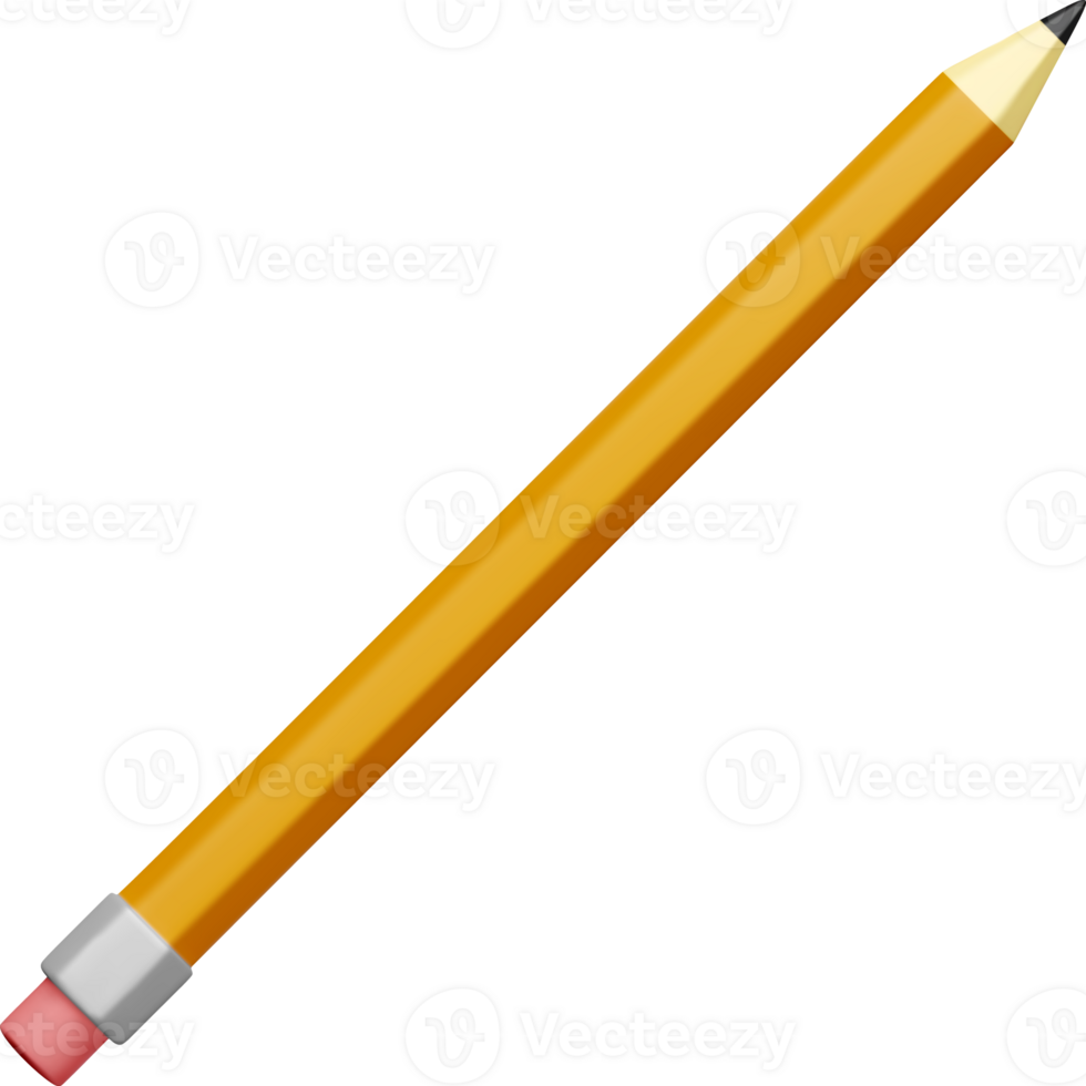 3D Black pencil with rubber eraser png