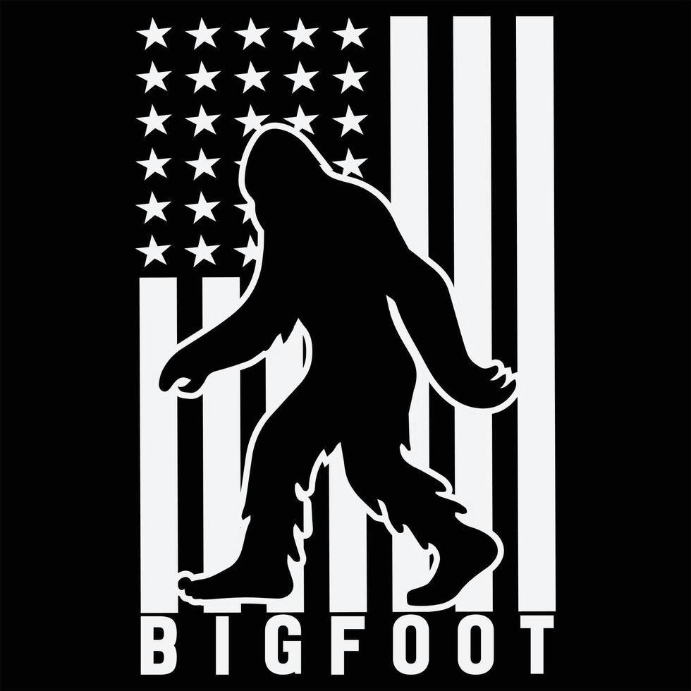 Bigfoot Sunset Retro Vintage T-shirt Design with Walking Sasquatch Artwork vector