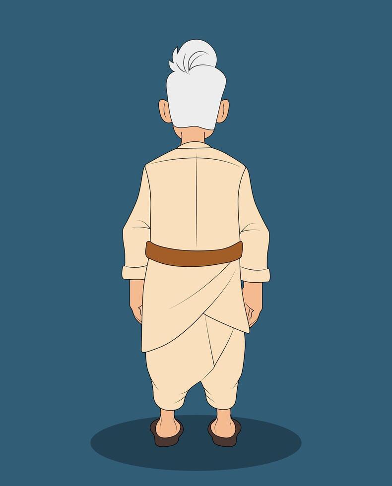 A indian village men three quarter view cartoon character design vector