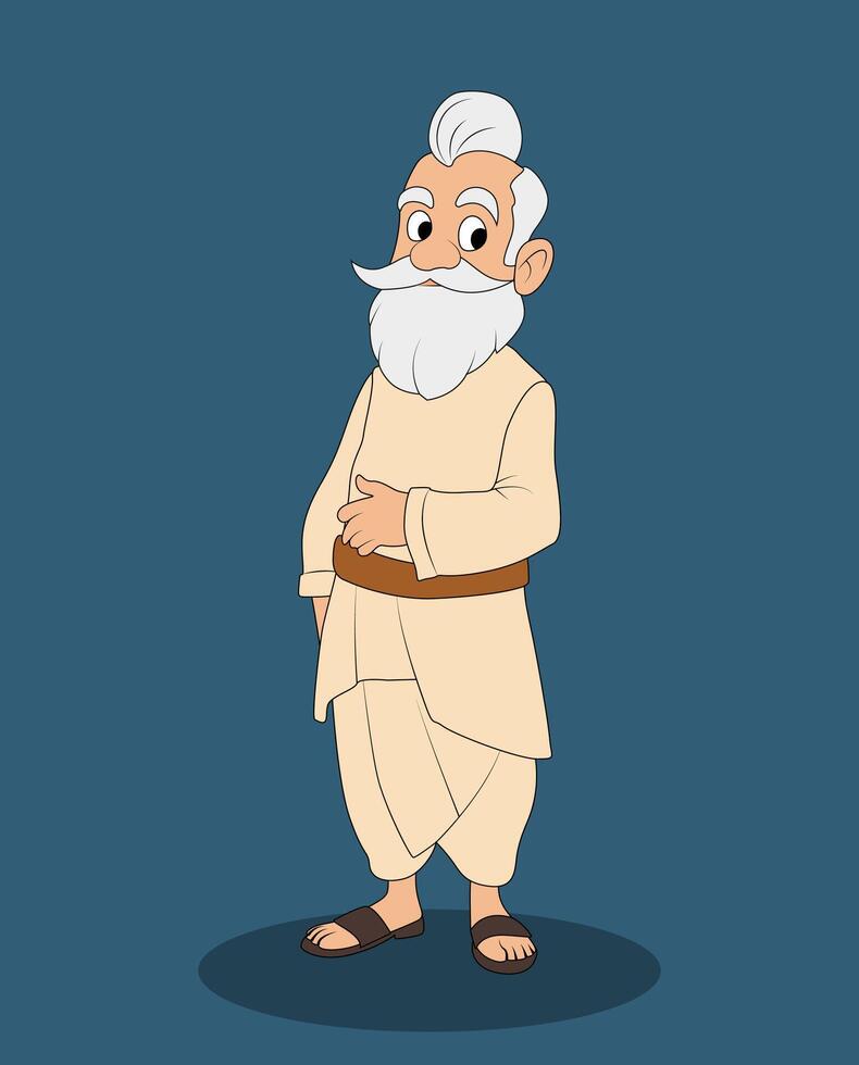 indian village men three quarter view cartoon character design vector