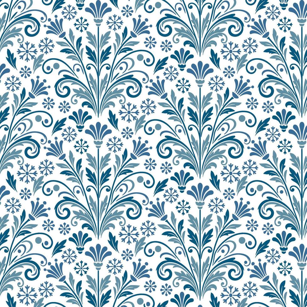 blue bandana style floral pattern with intricate ornamental details for textile and background vector