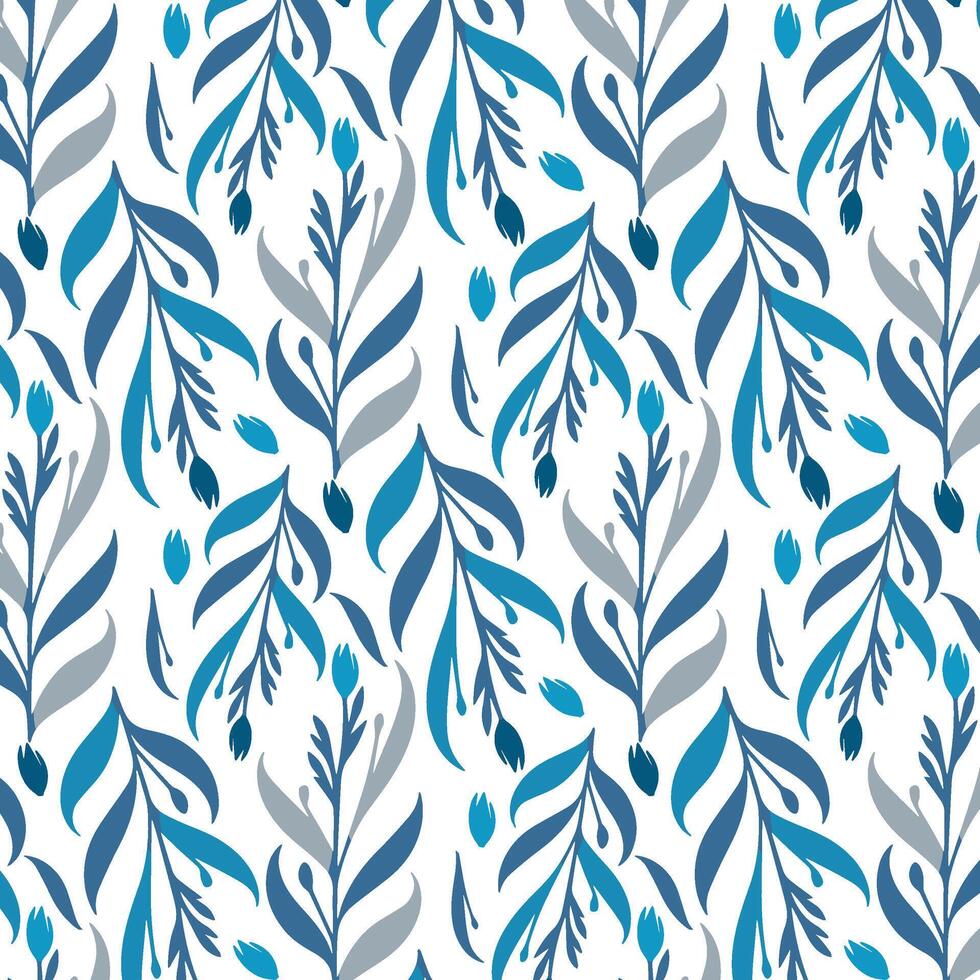 intricate blue floral pattern with beautiful arabesque details for classic fabric design vector