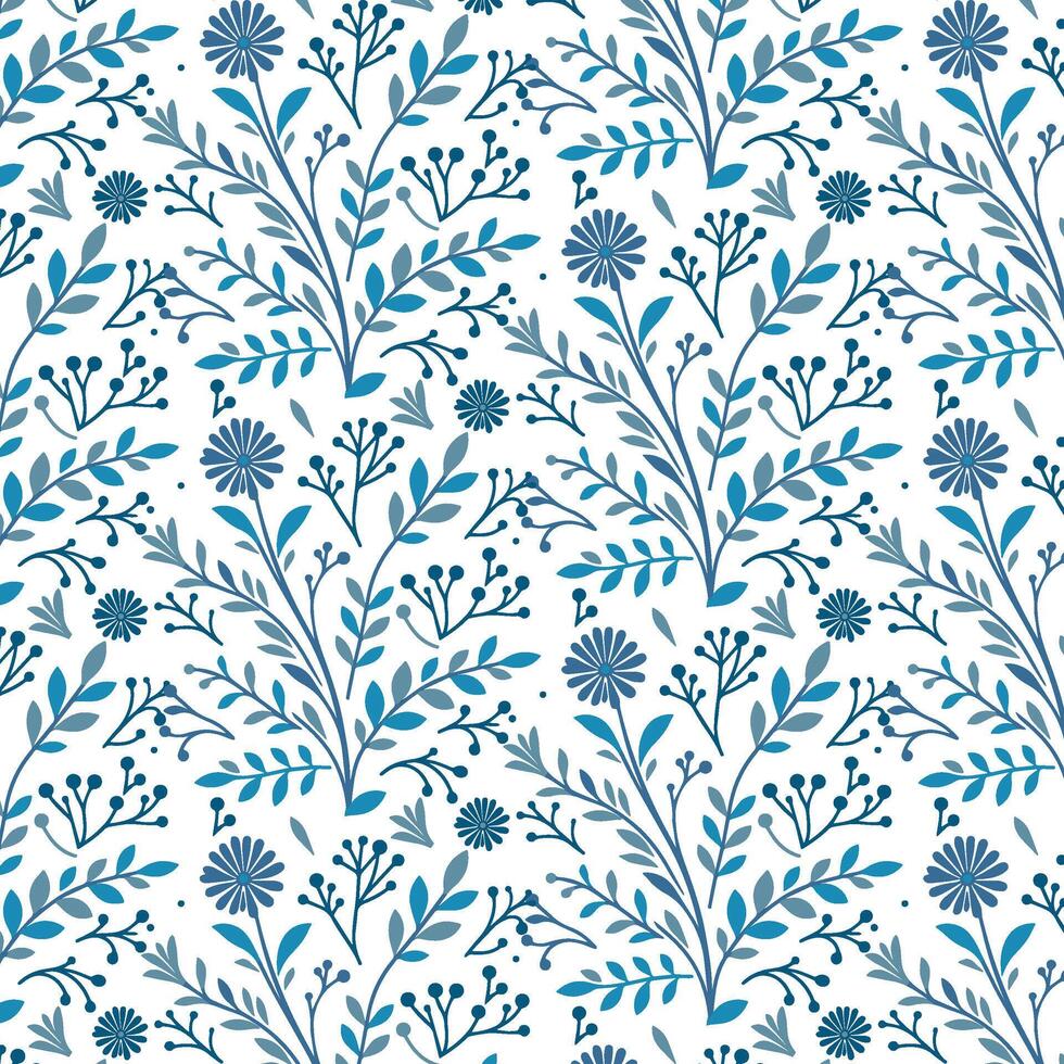 seamless blue damask floral pattern with ornamental borders for wedding invitations vector