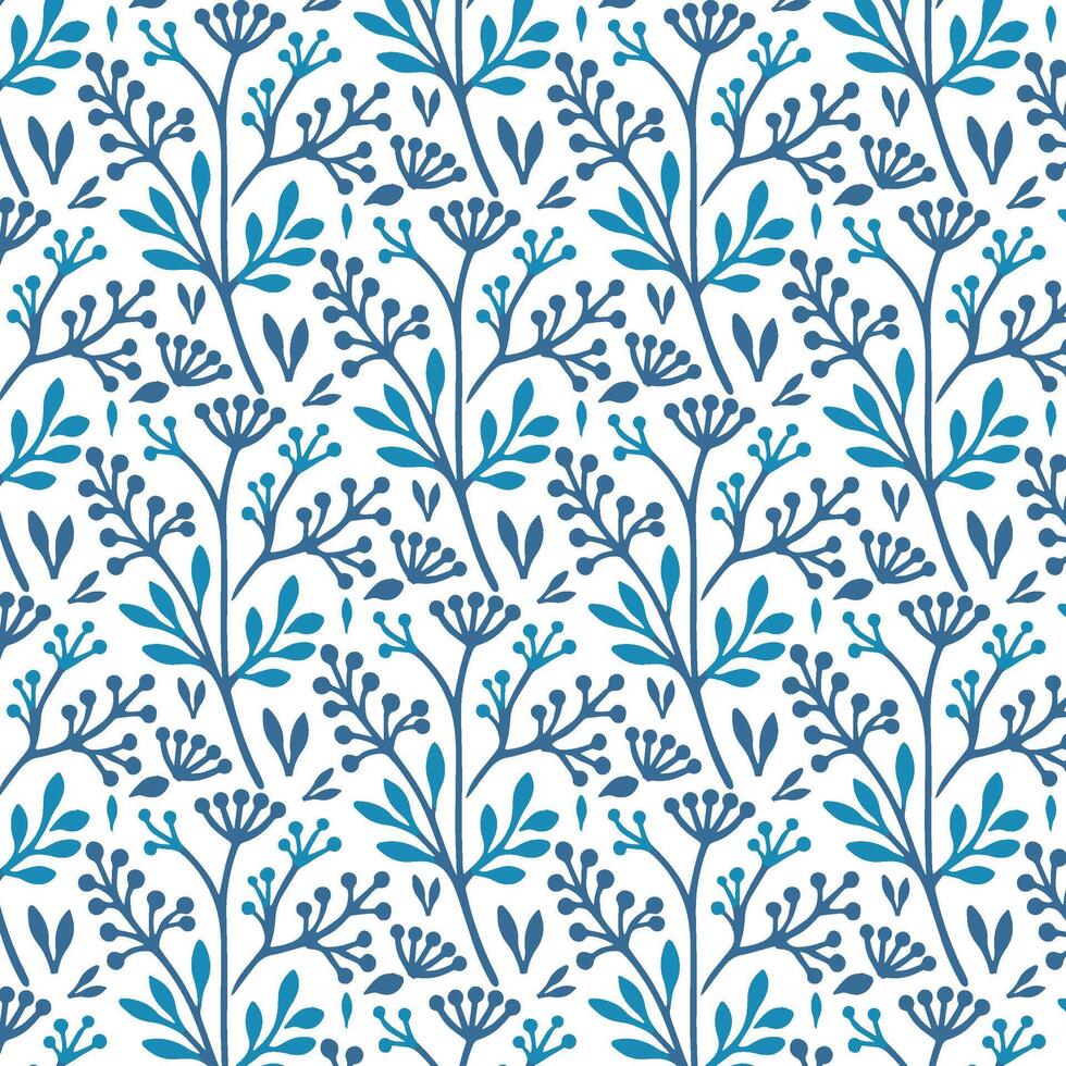 blue bandana style floral pattern with intricate ornamental details for wrapping paper vector