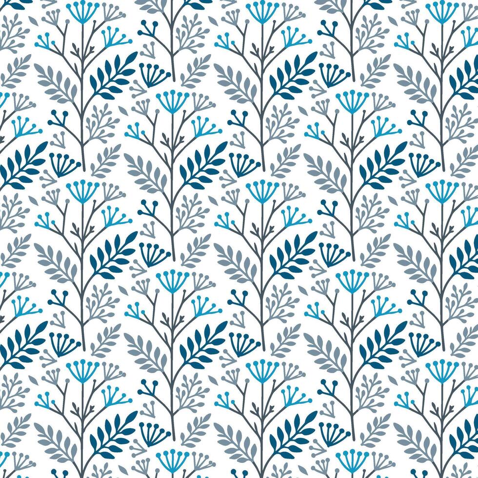 beautiful blue floral pattern with baroque and arabesque elements for textile and wallpaper vector