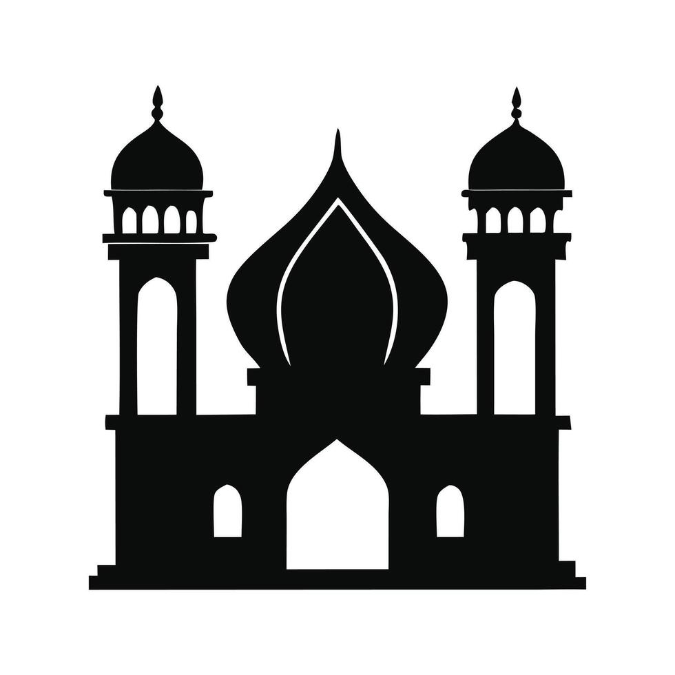 black silhouette of a mosque, perfect for religious or cultural projects. vector