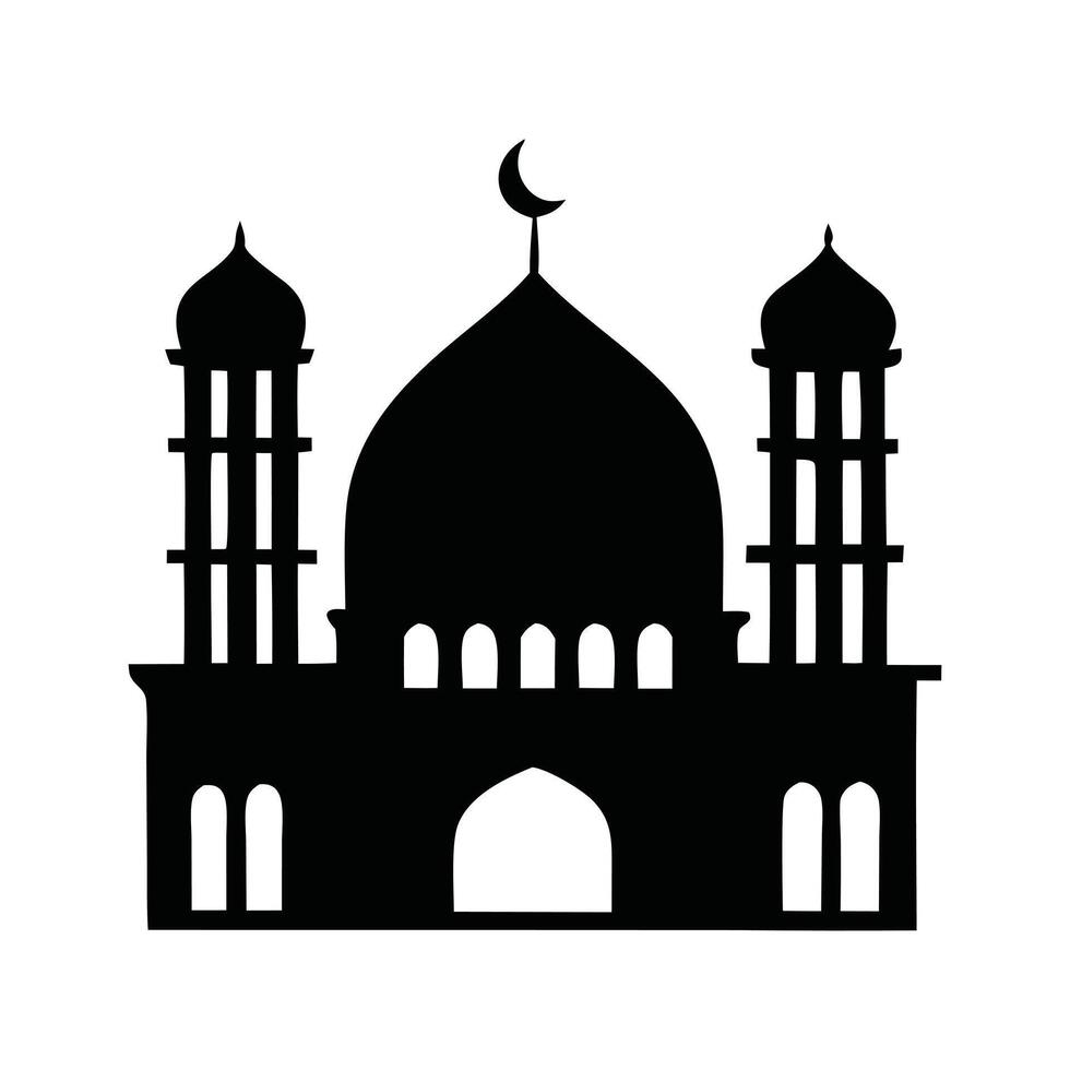 A striking, black silhouette of a mosque. vector