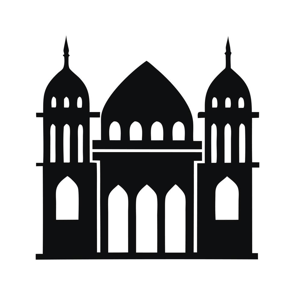 A clean, bold silhouette of a mosque, perfect for religious-themed projects or Islamic-inspired designs. vector