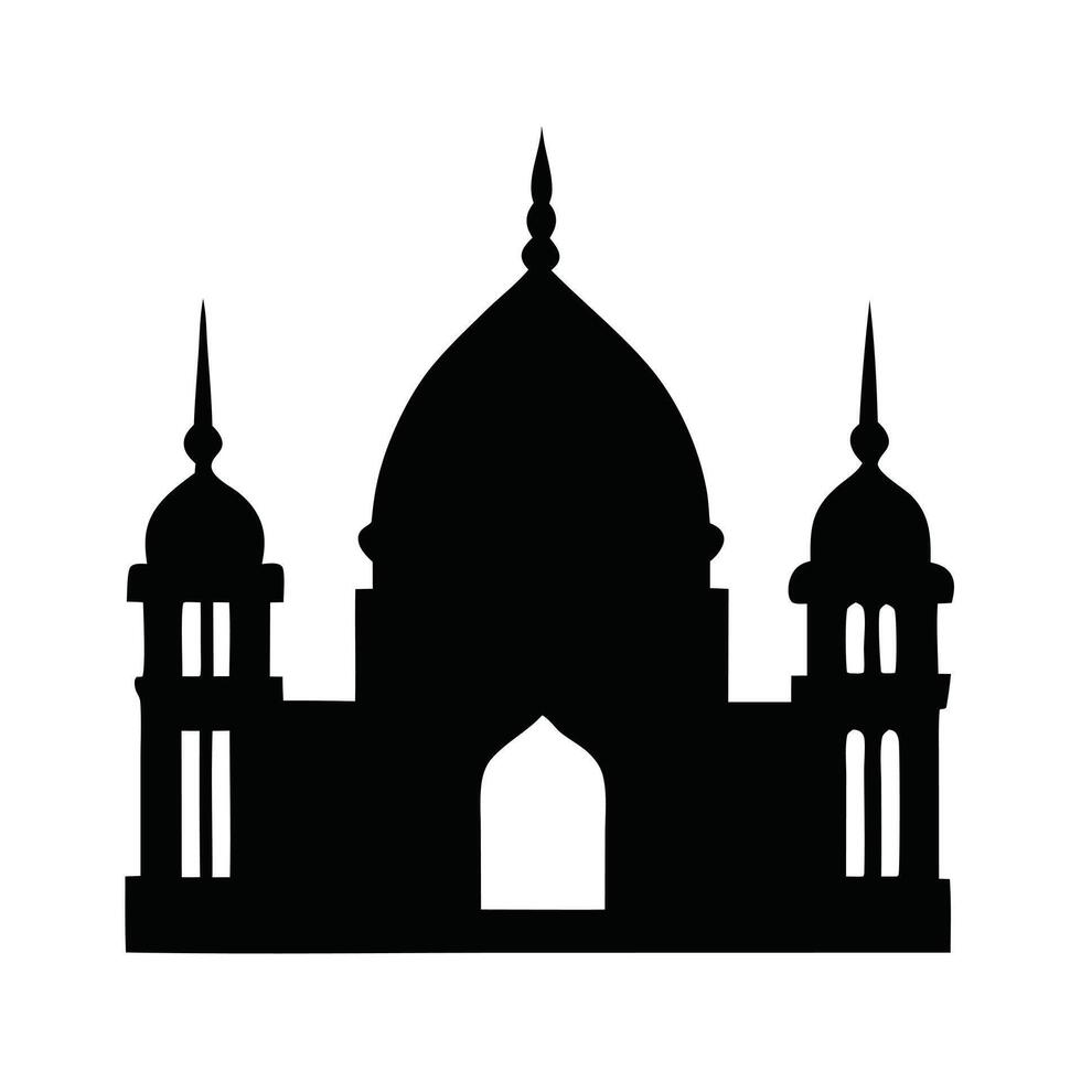 A clean, bold silhouette of a mosque, perfect for religious-themed projects or general illustrations. vector