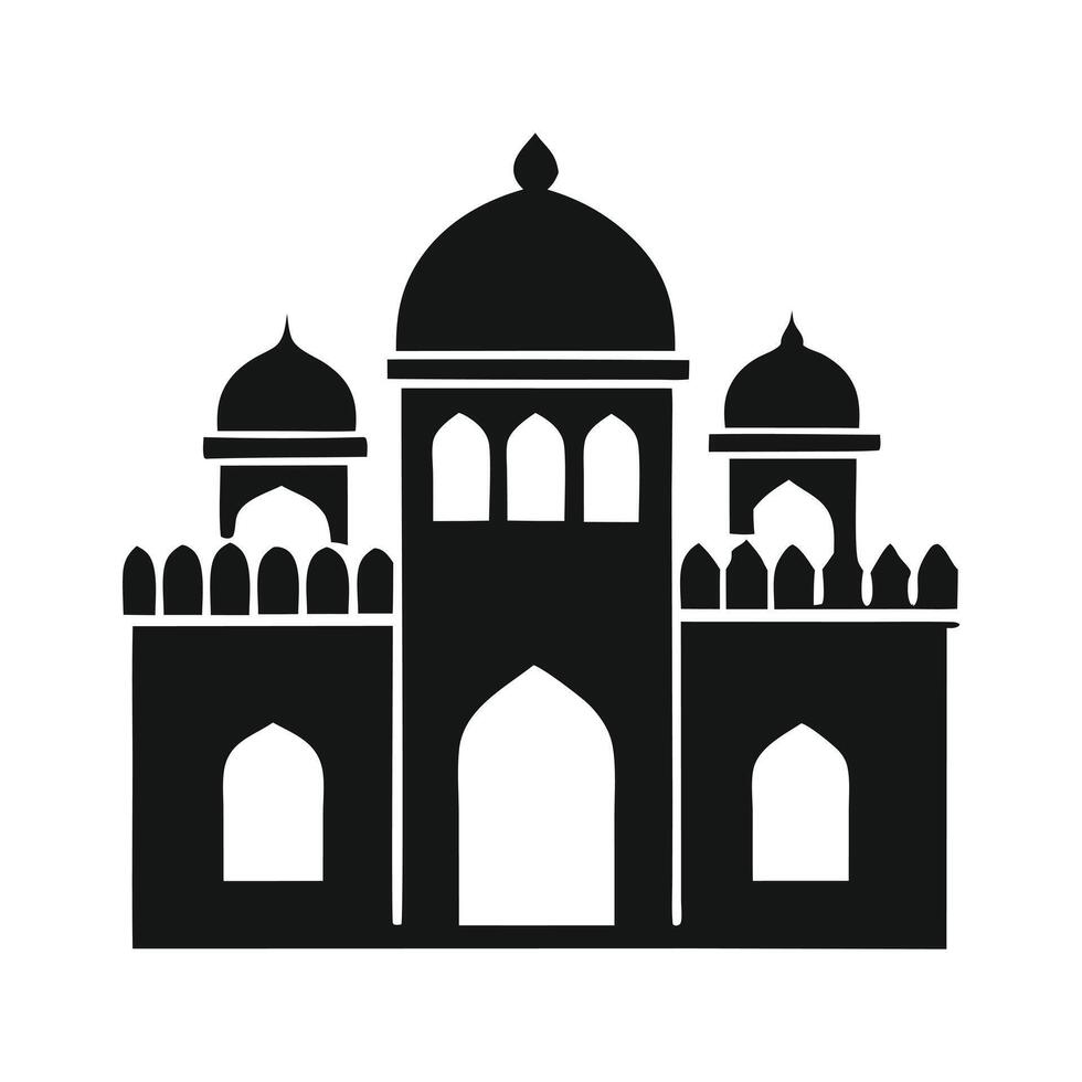 A clean, minimalist black silhouette of a mosque. vector