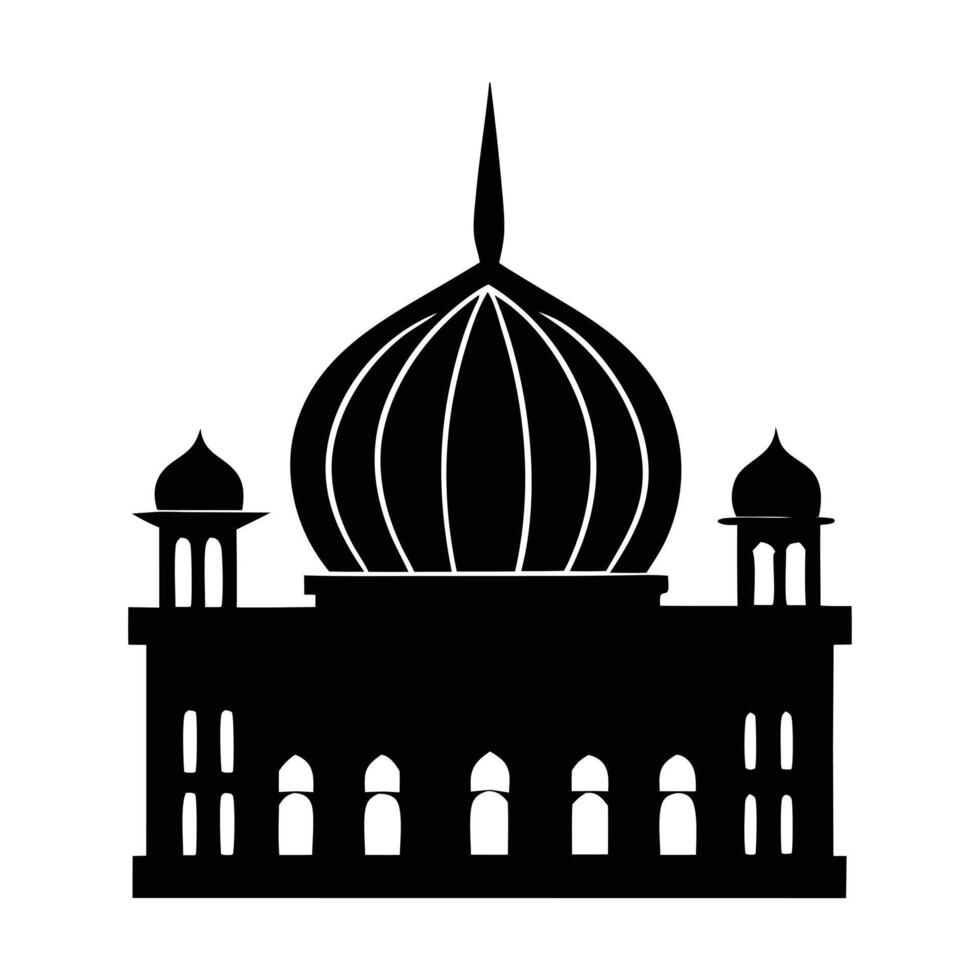 Simple Silhouette of a Mosque, Perfect for Islamic Culture-Themed Projects vector