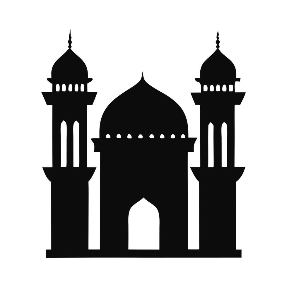 A classic, symmetrical silhouette of a mosque, perfect for Islamic-themed projects, religious studies, or general architectural imagery. vector