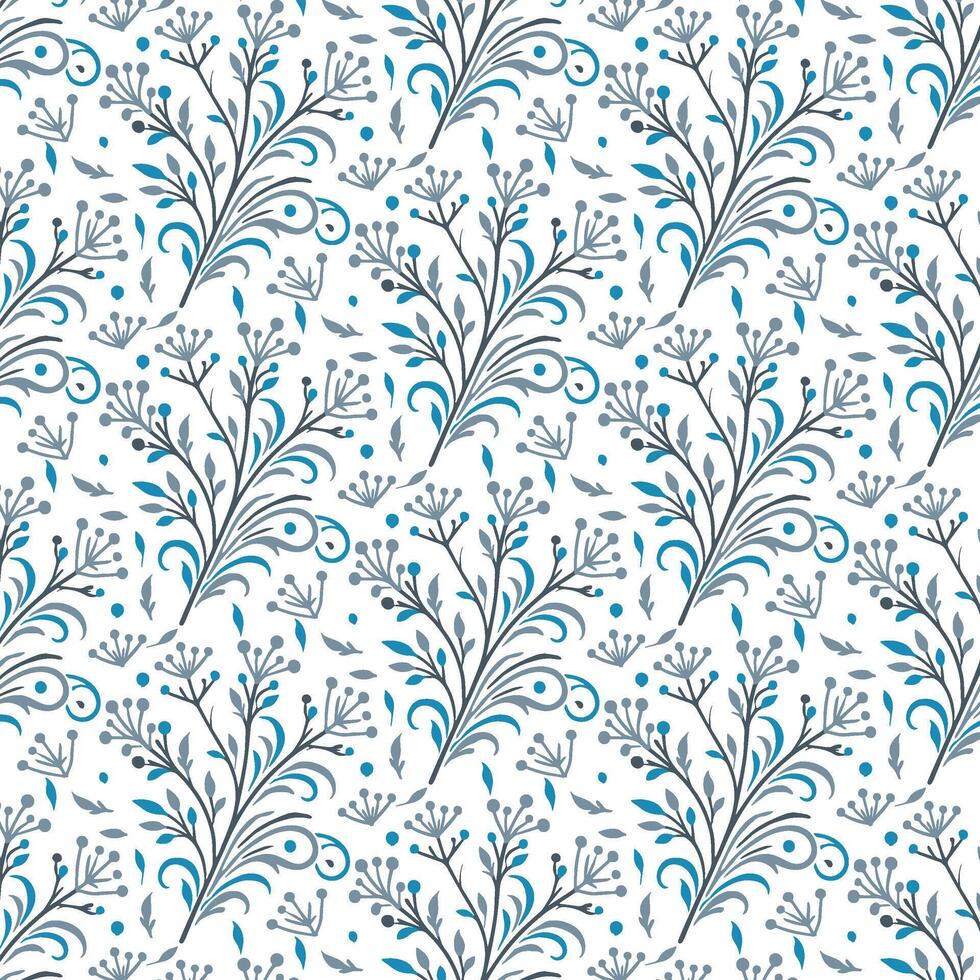 seamless blue bohemian floral pattern with intricate details for fabric and carpet vector