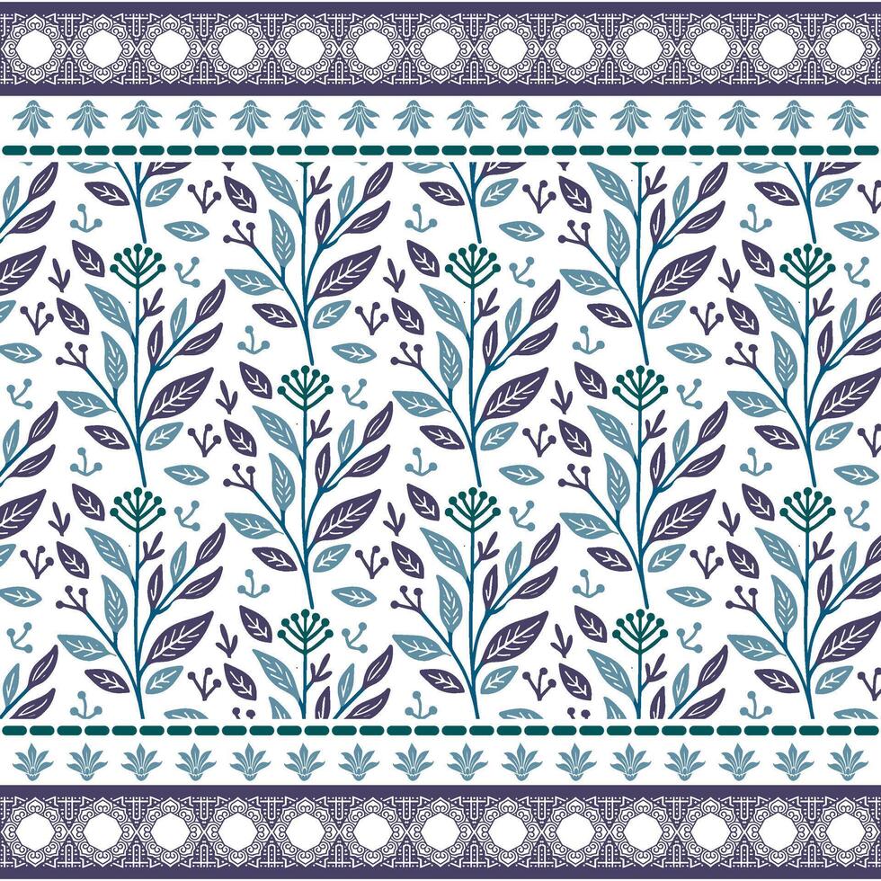 elegant blue floral seamless pattern with delicate border for wrapping and artistic designs vector