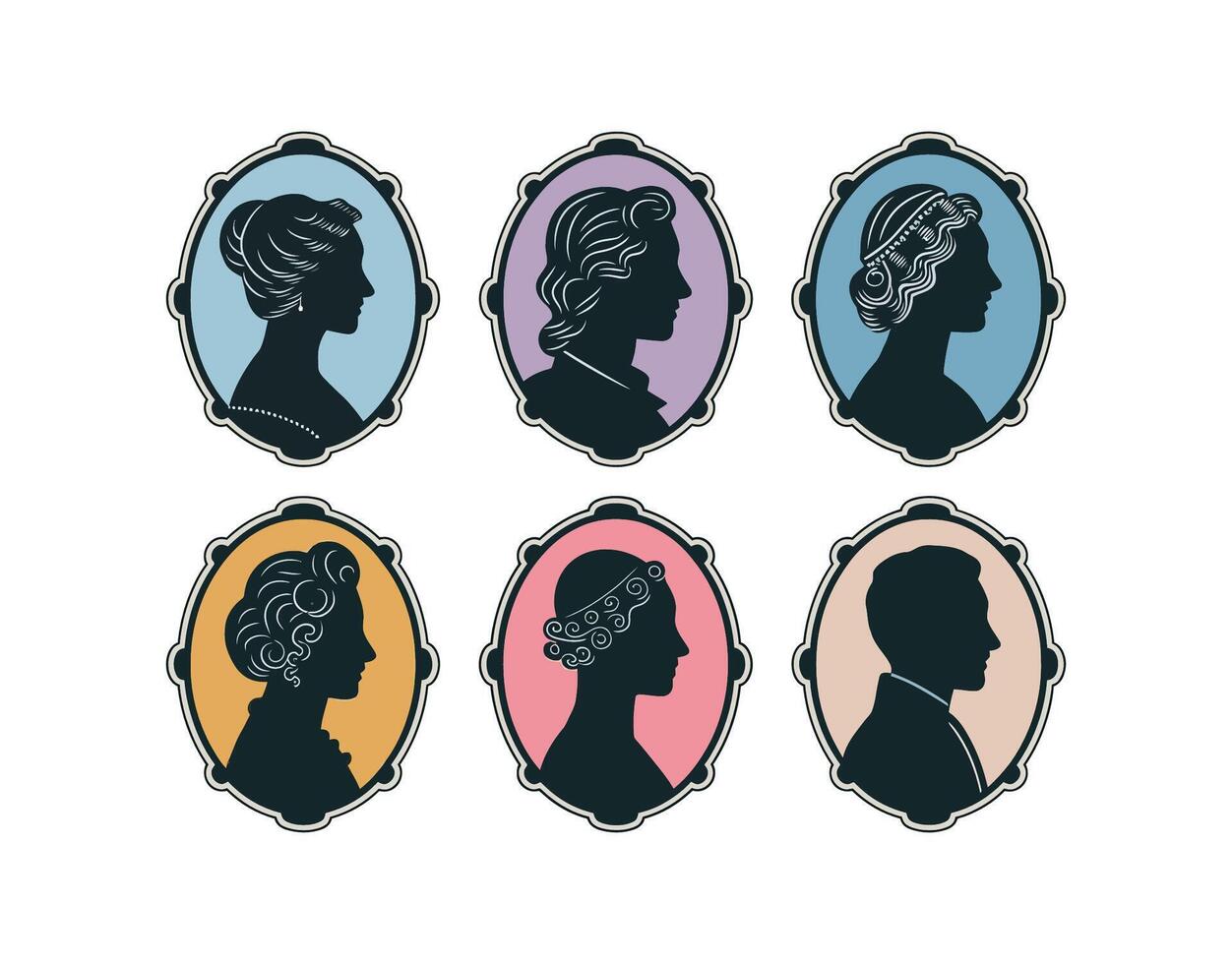 Elegant Cameo Silhouette Template Illustration vector