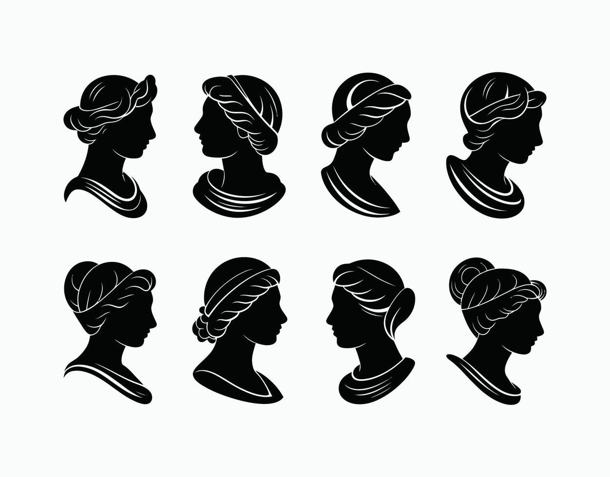 Cameo Silhouette Set Woman Template Illustration vector
