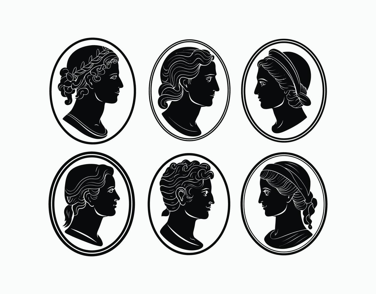 Vintage Cameo Silhouette Collection Template Illustration vector
