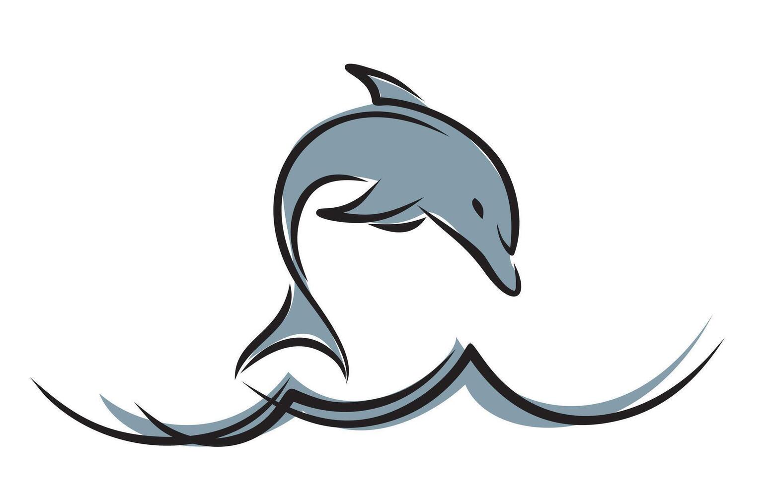 Dolphin jump into sea. vector