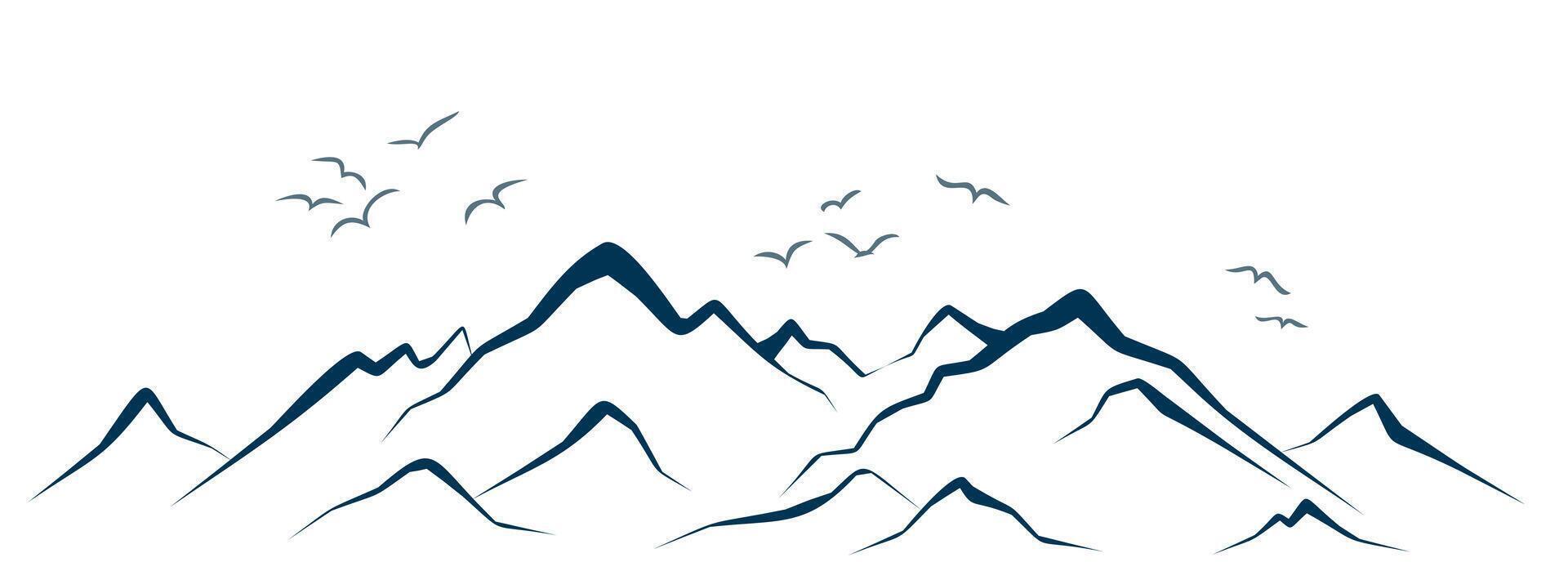 Mountains with birds. vector