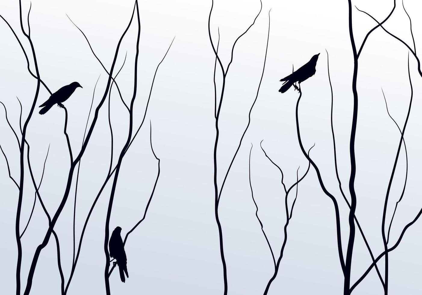 Trees with birds. vector
