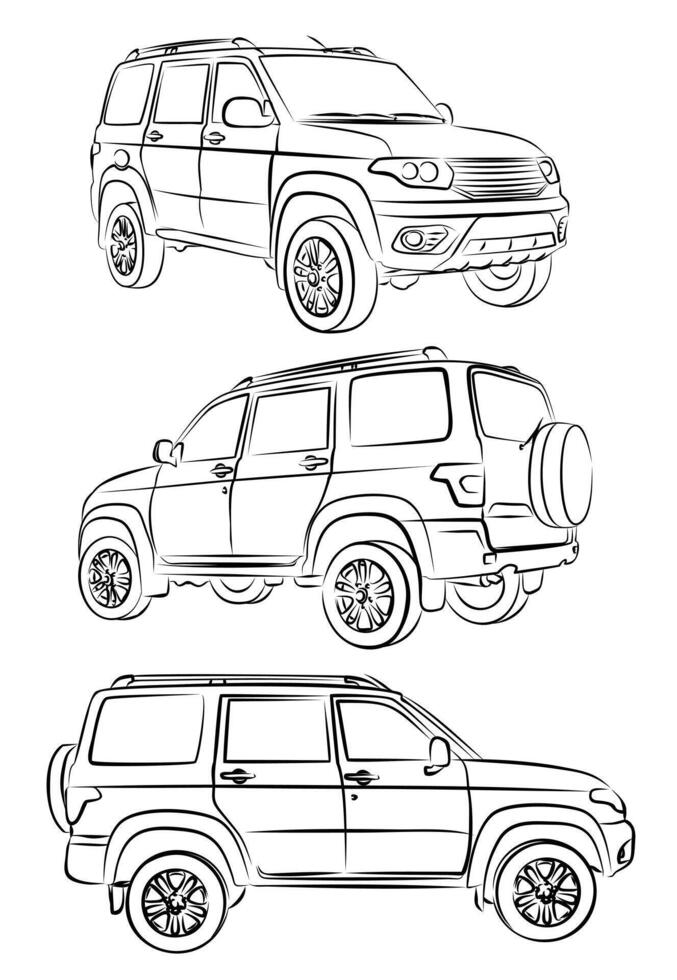 Sketch of a large off road car. vector