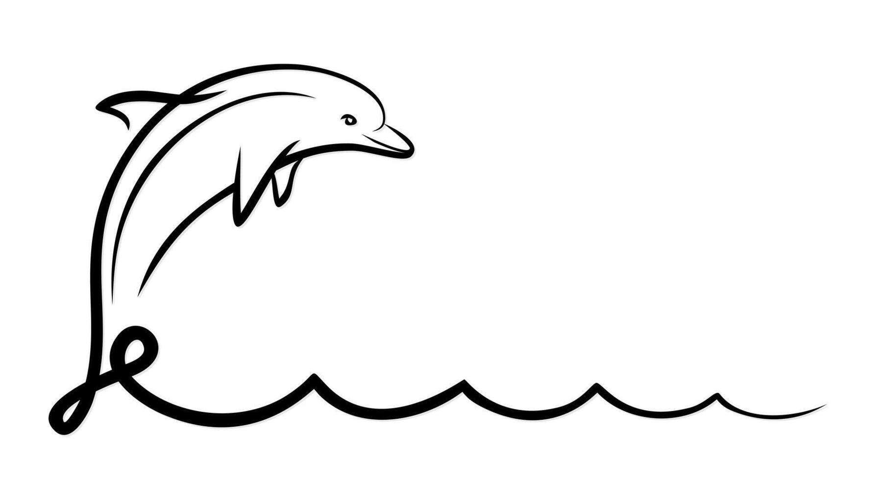 A dolphin in jump with sea wave. vector