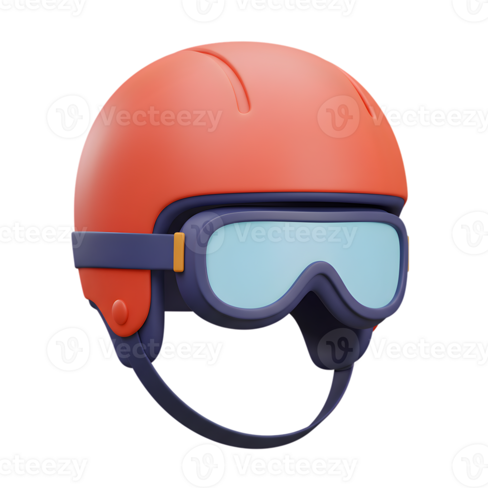 Stylish Orange Ski Helmet with Goggles Winter Sports Safety Gear 3D Blue Snow Cold Style Purple png