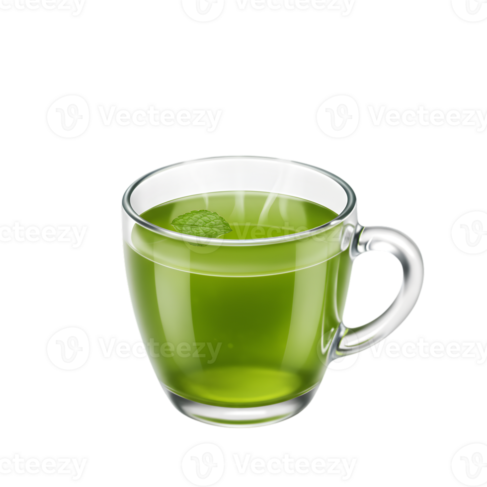 Refreshing Green Tea in Glass Mug Hot Beverage Mint Leaf cup zen food calm drink relax herbal nature png