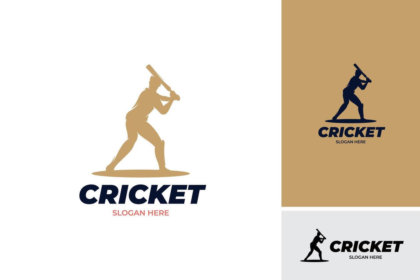 Silhouette of cricket player logo design template vector