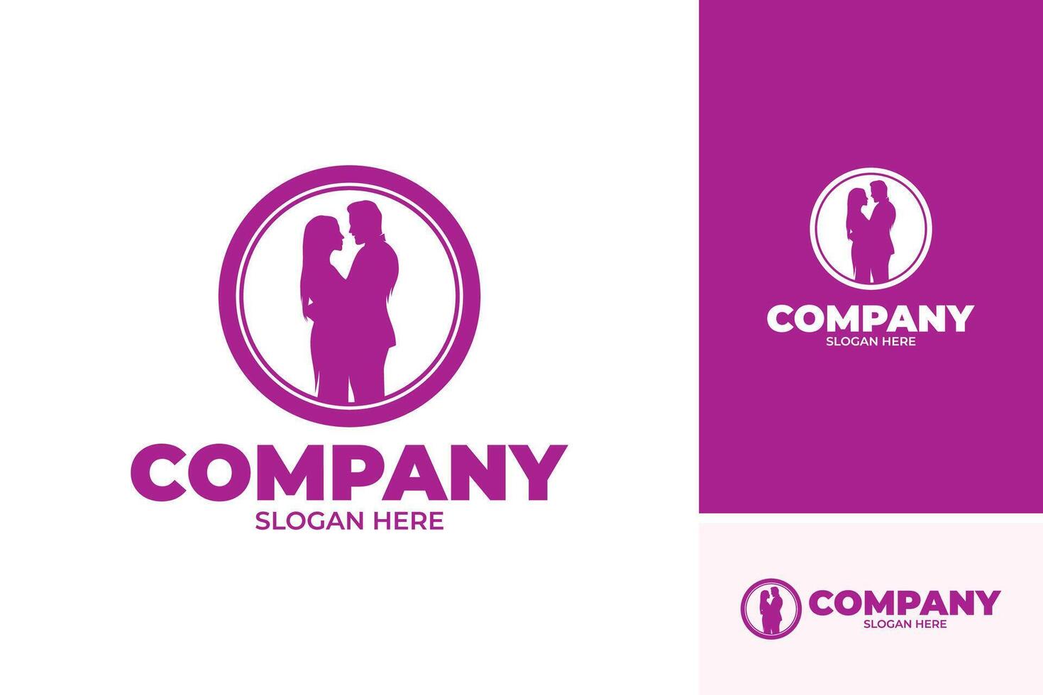 Silhouette logo design of a man and woman facing each other vector