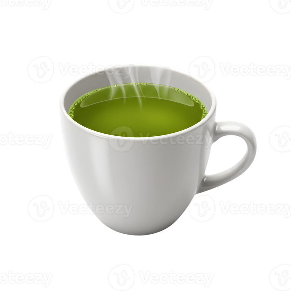 Steaming Cup of Fresh Green Matcha Tea Beverage Hot Mug Warm Food Drink White Energy Healthy Morning png
