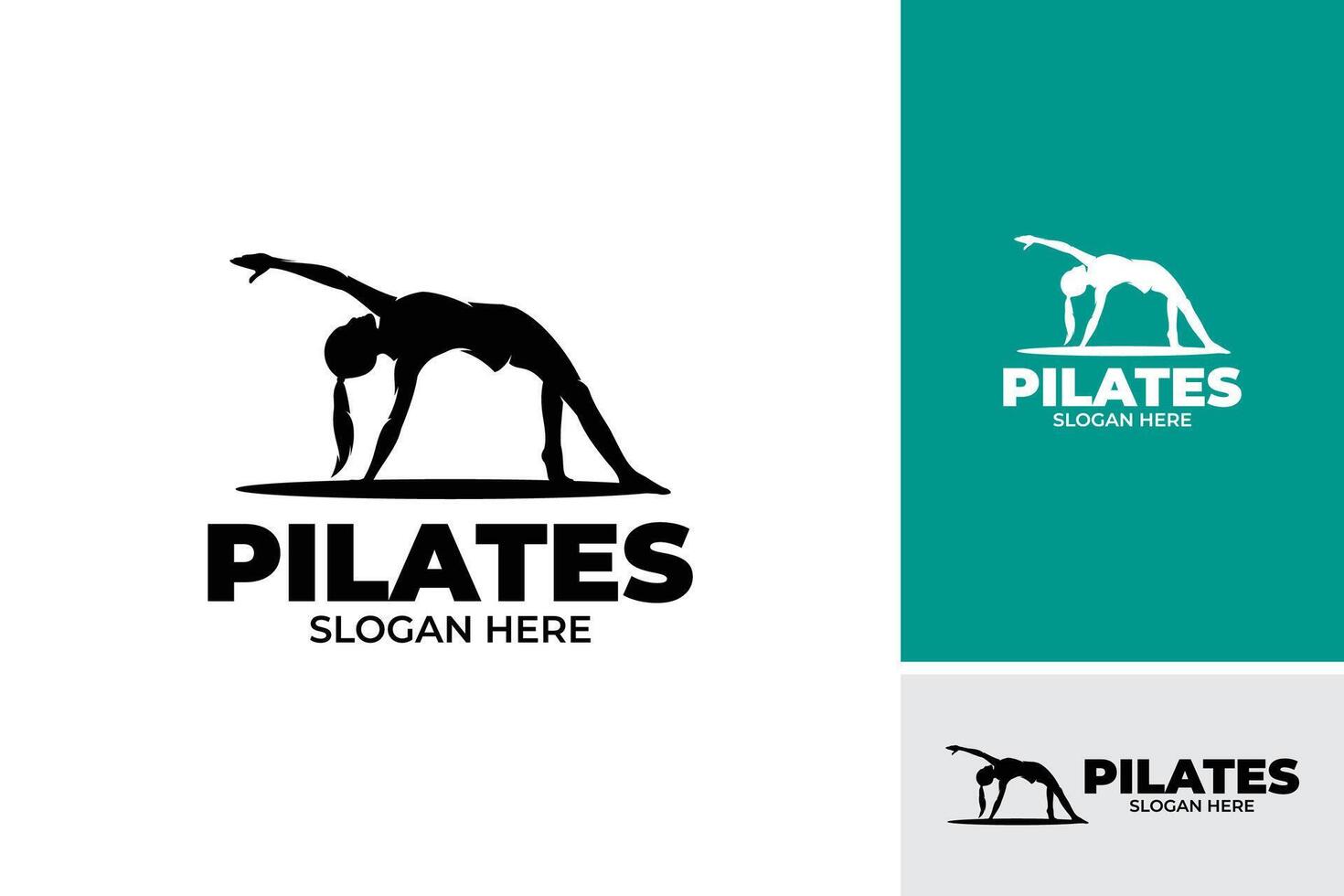 Silhouette of woman pilates logo design vector