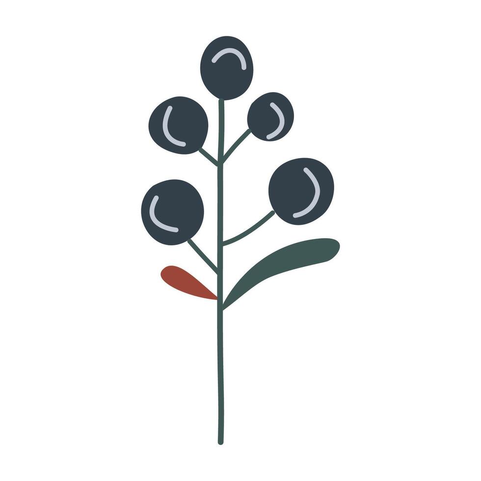 Branch with leaves and berries, illustration, design vector