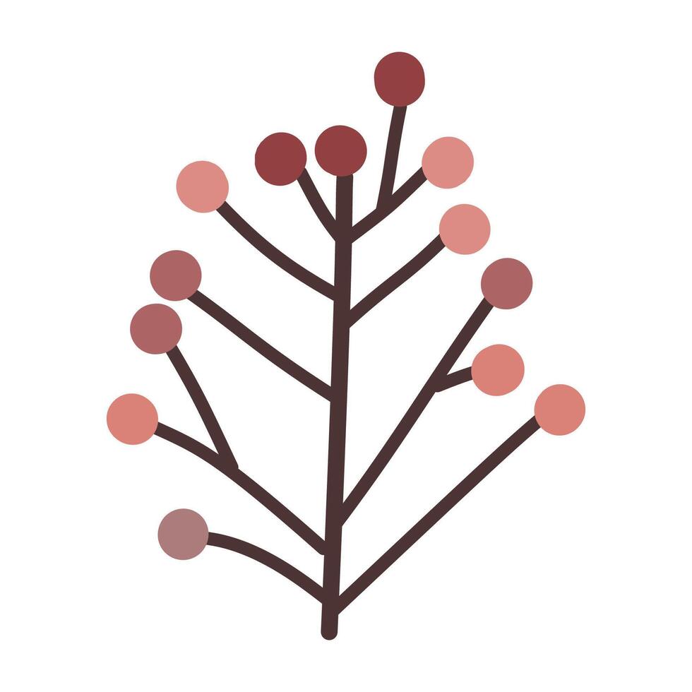 Branch with leaves, berries, isolated, illustration, vector