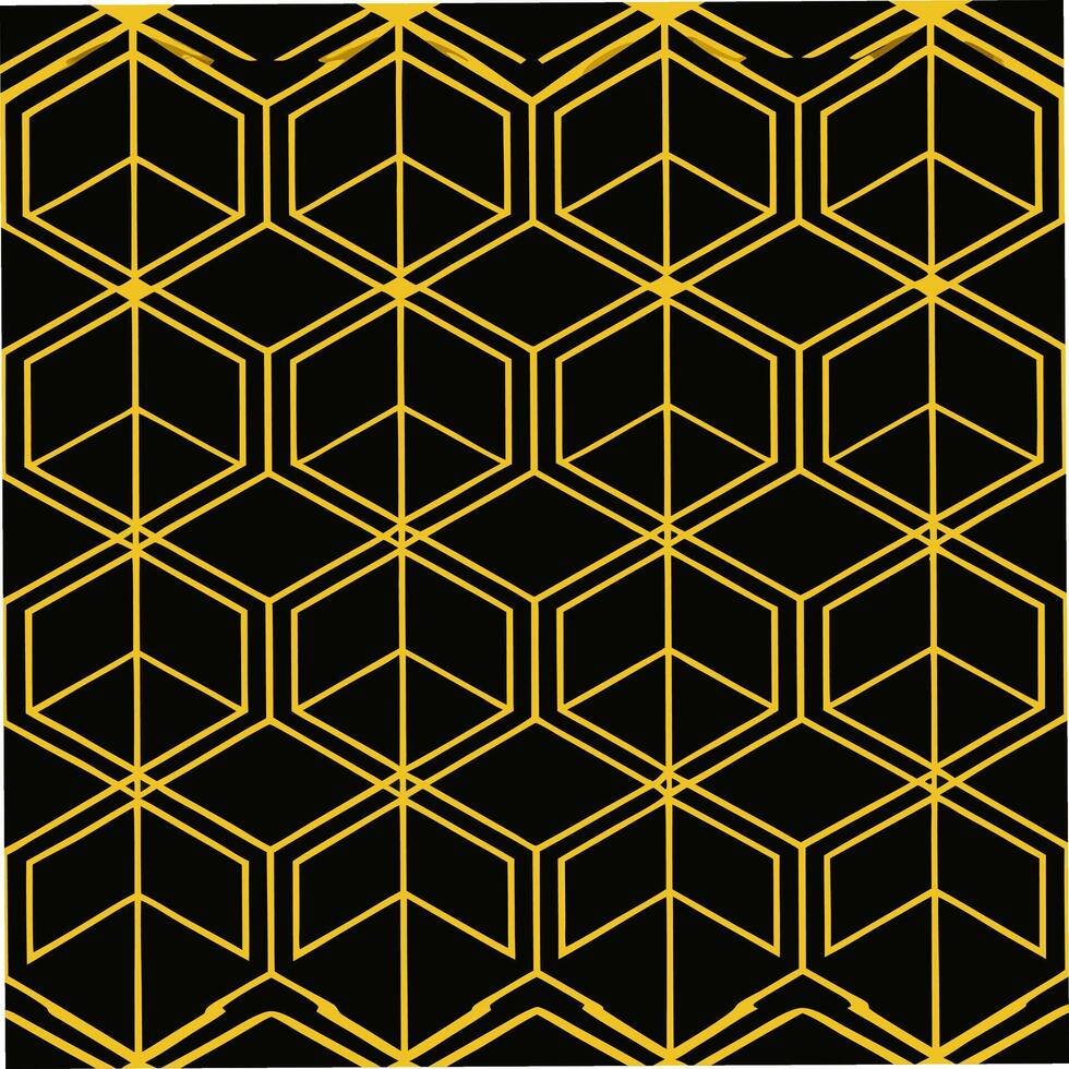 Seamless pattern of geometric hexagons with thin gold lines minimalist design graphic art modern aesthetic vector