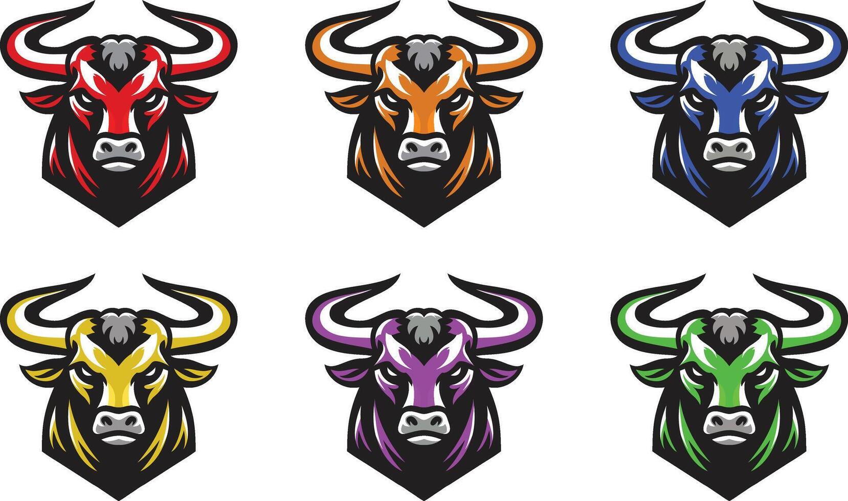 Fierce Bull Emblem with Bold Red and Black for Strong Brand Recognition vector
