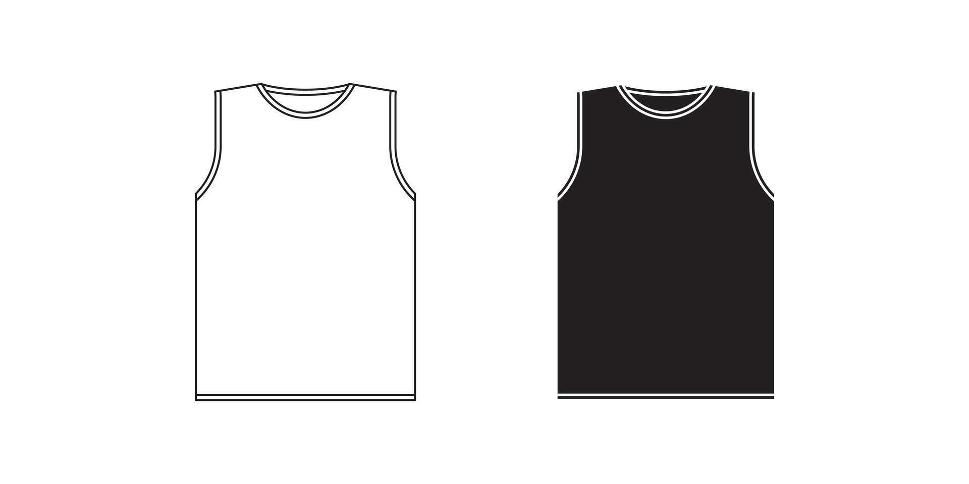 outline silhouette Sleeveless shirt icon set isolated on white background vector