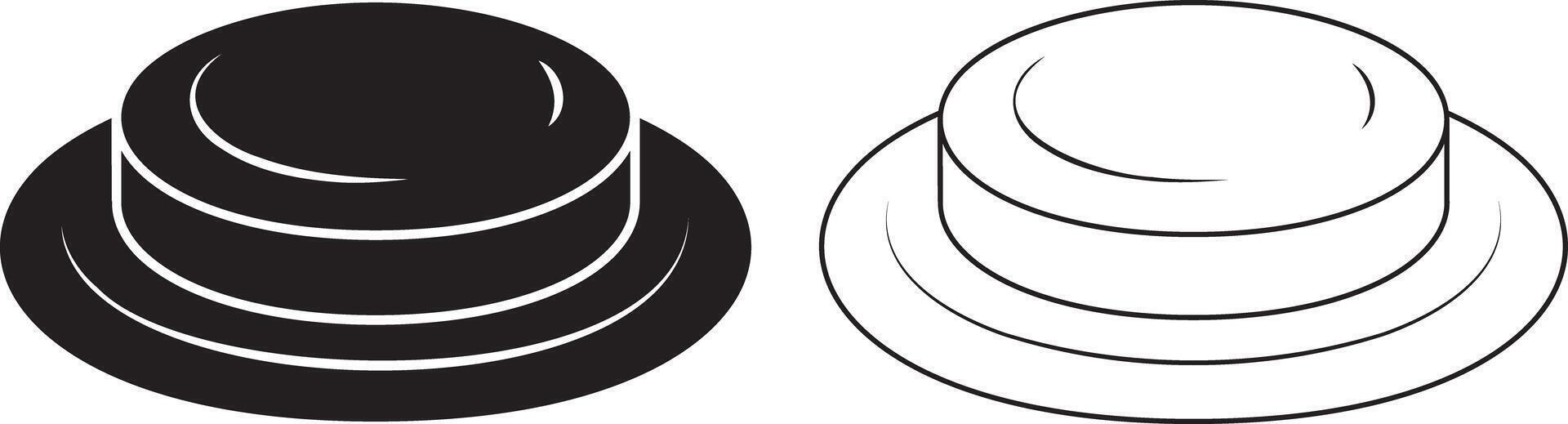 outline silhouette Push button icon set vector