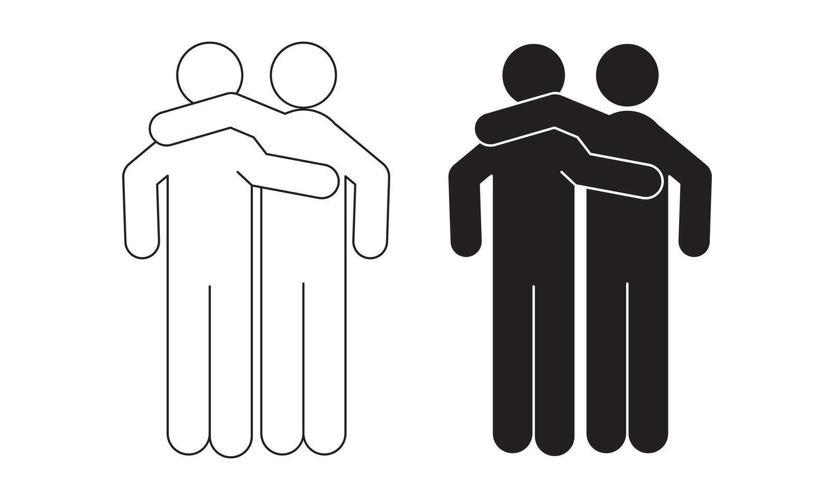 back view side hug Friends Icon set vector