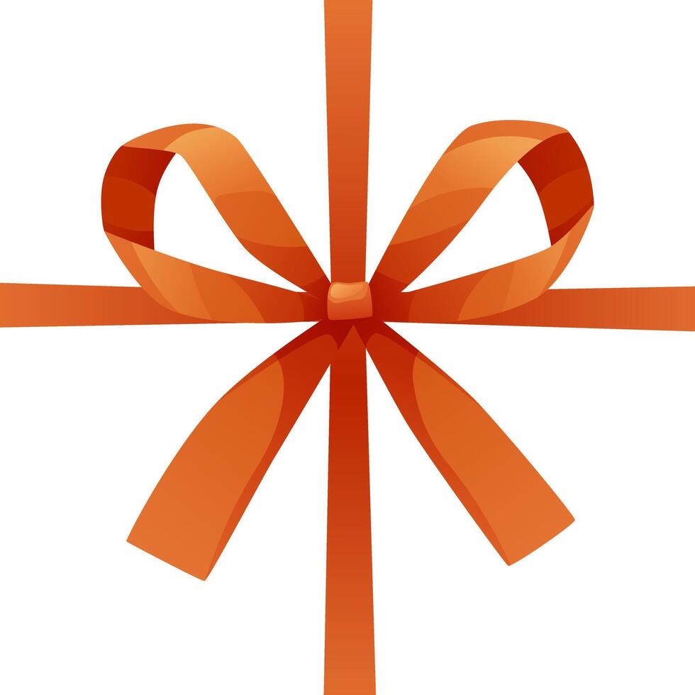 Red ribbon tied in a knot. The bow is placed in the middle of a square format. Ribbon for wedding invitation, certificate, gift boxes, with space for text on a white background. vector