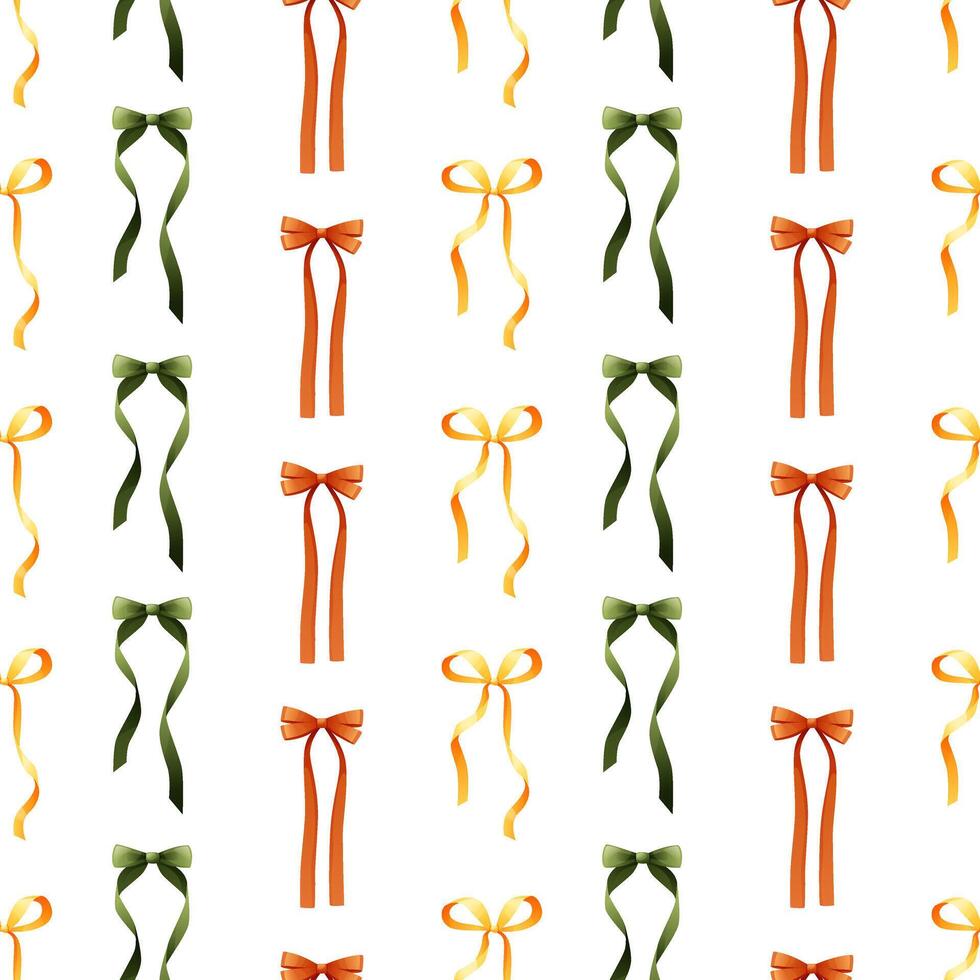 Seamless pattern colorful different bows and ribbons for clothes, hair. Romantic background with repeating pattern for birthday, cute print, textile design. vector