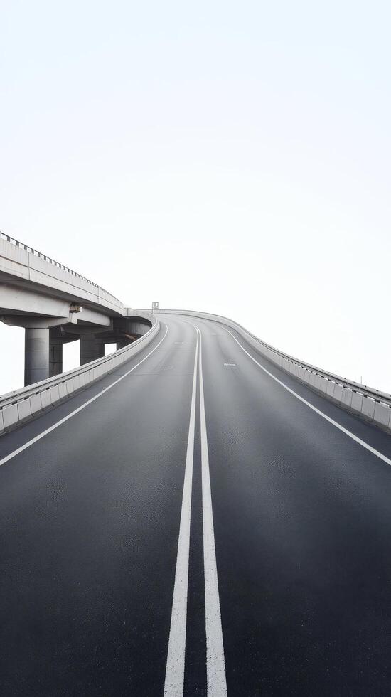 Isolated empty asphalt flyover road with white background photo