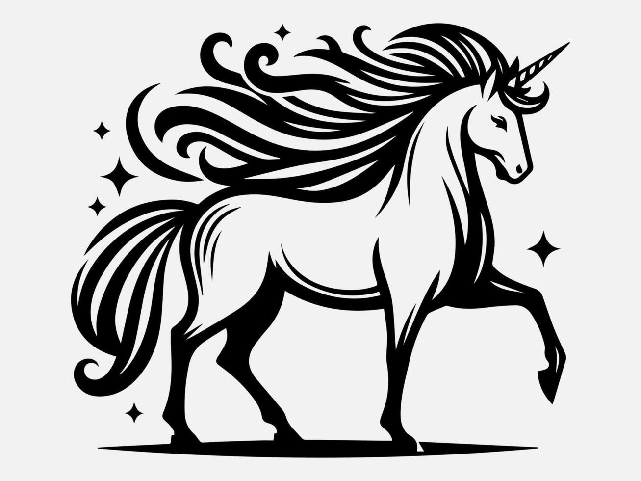 Dreamy Unicorn Horse Silhouette Illustration for Home Decor and Crafts vector