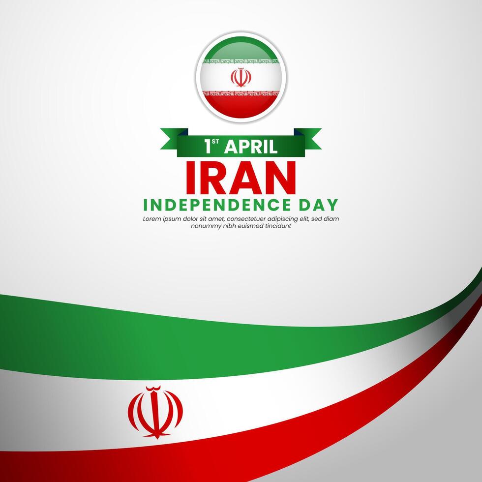 Iran Islamic Republic Day 1 April waving flag square banner background template vector