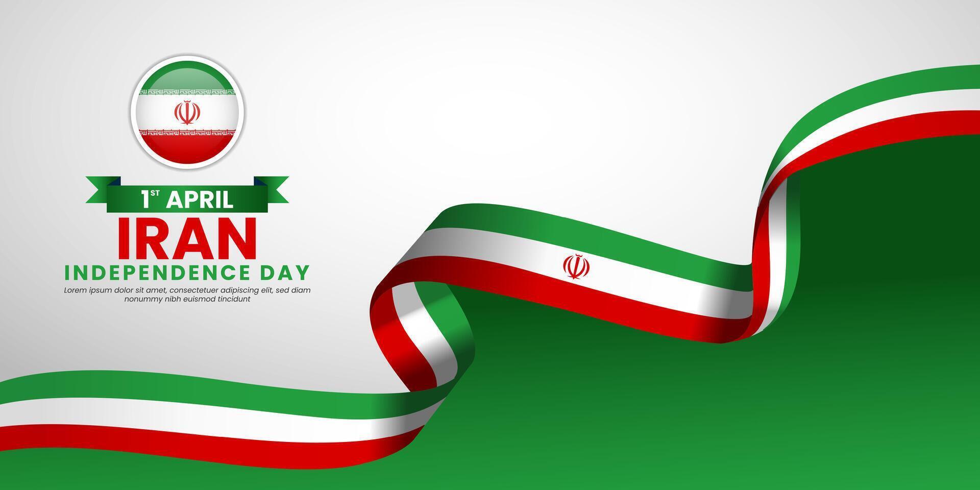 Iran independence day background with Iranian waving ribbon flag vector