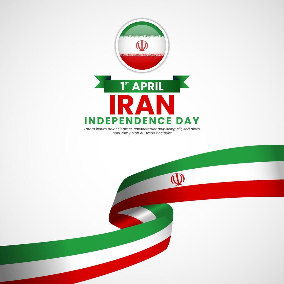 Iran national waving flag square banner background template for independence day vector