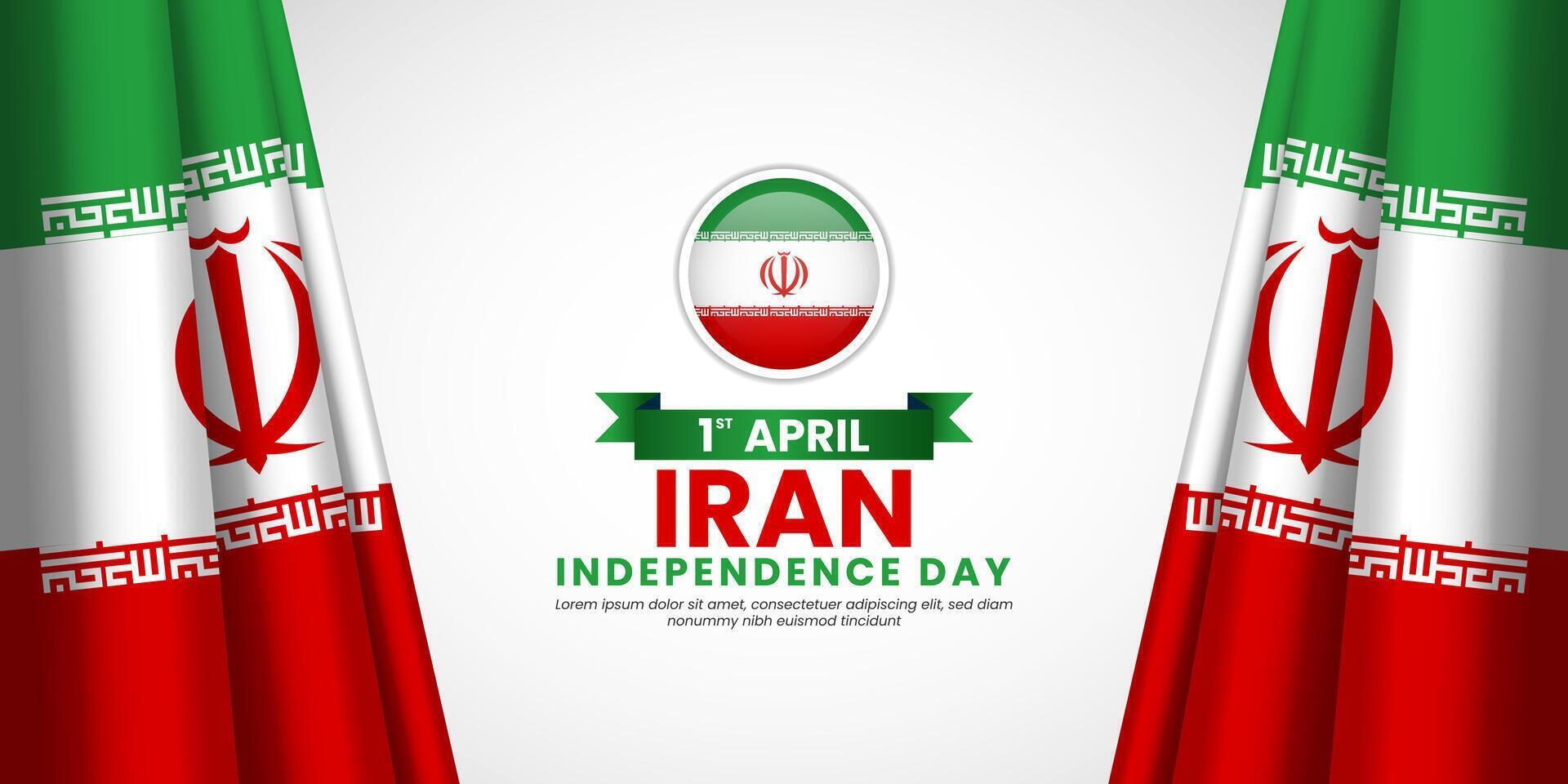 Iran flag ribbon for National independence day banner background template with blank space area vector