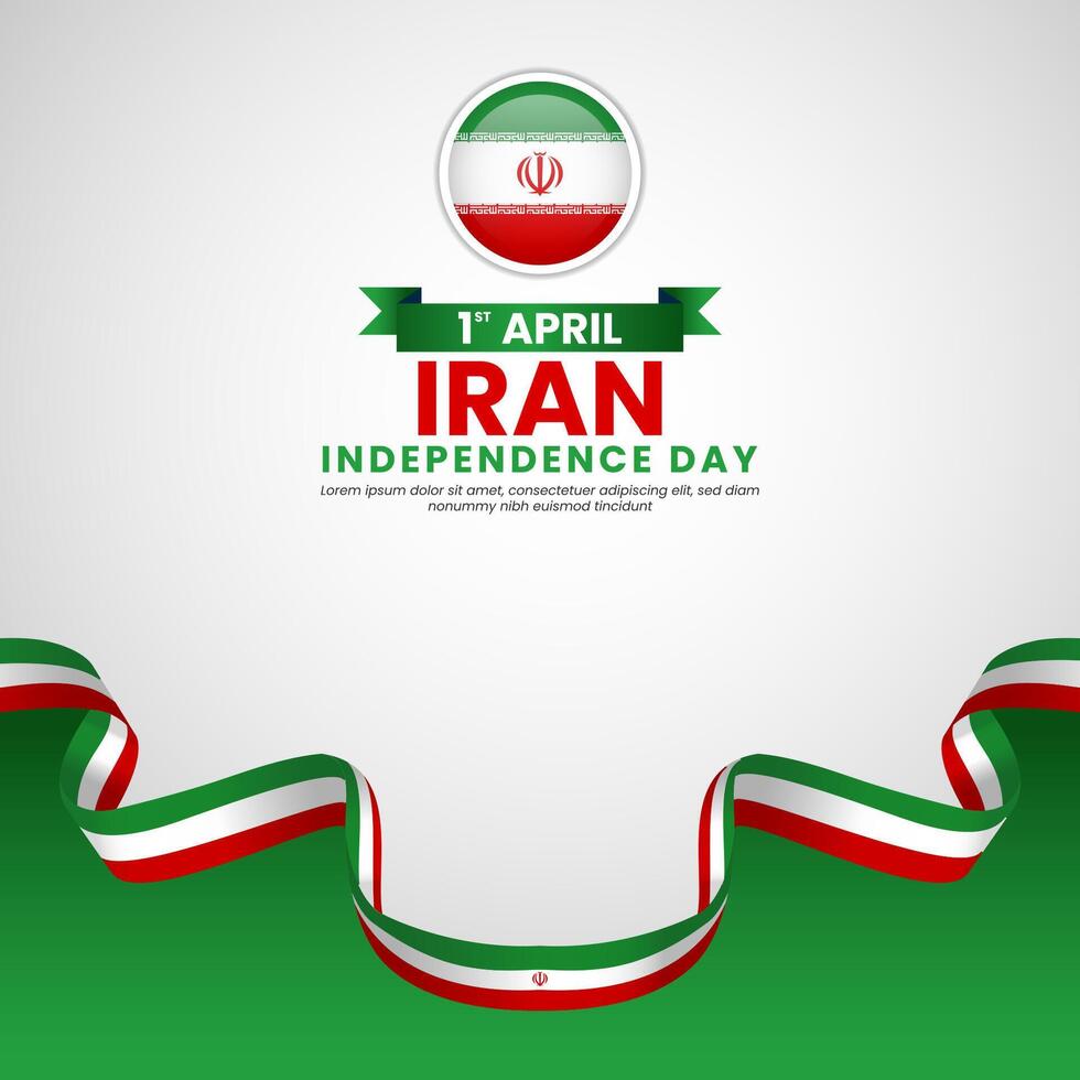 Iran Islamic Republic Day 1 April ribbon flag square banner background template vector